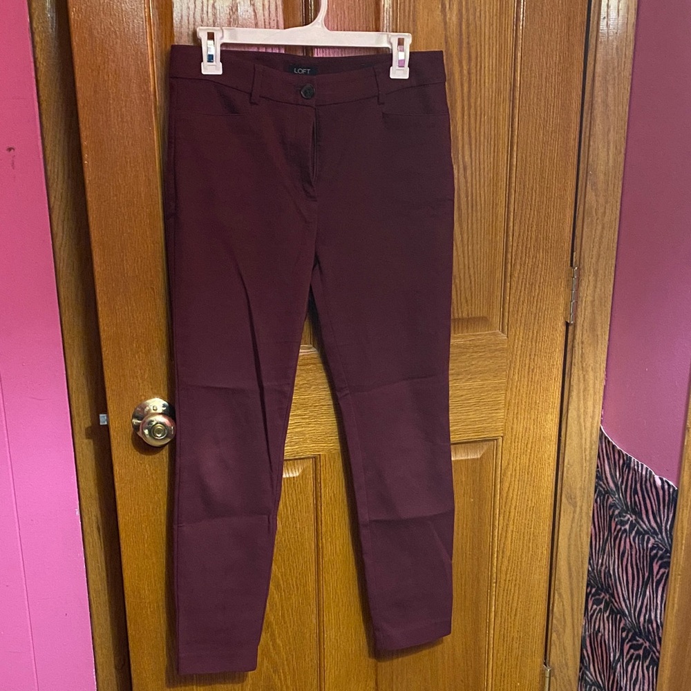 LOFT Women's Deep Burgundy Skinny Ankle Jeans